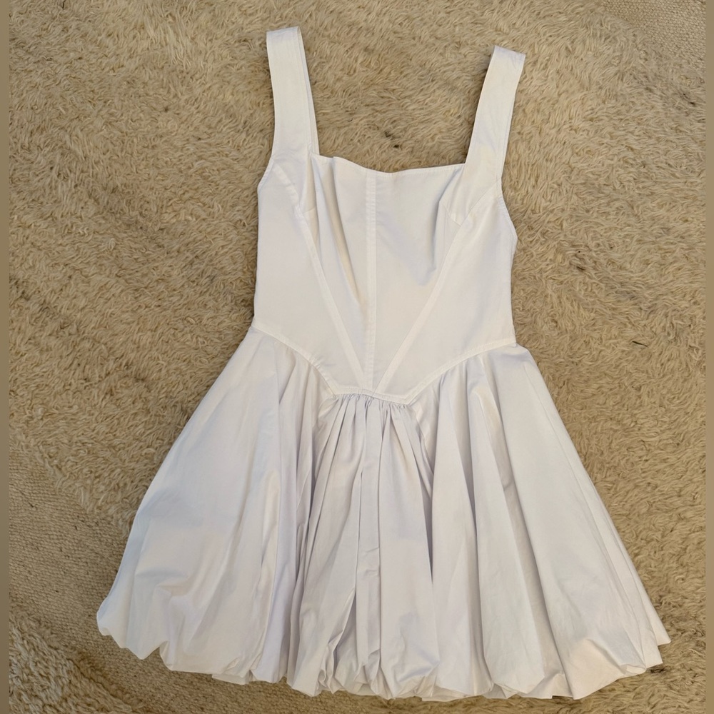 White Sleeveless Pleated Fit-and-Flare Dress